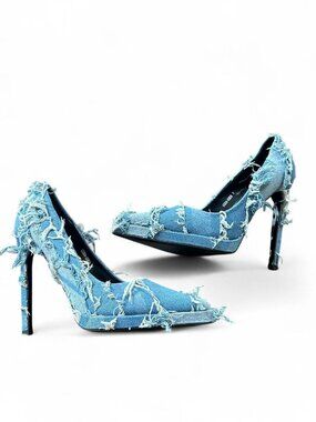 Denim style distressed pointed heels shoes   Size 9 Azalea wang   Vintage y2k 90